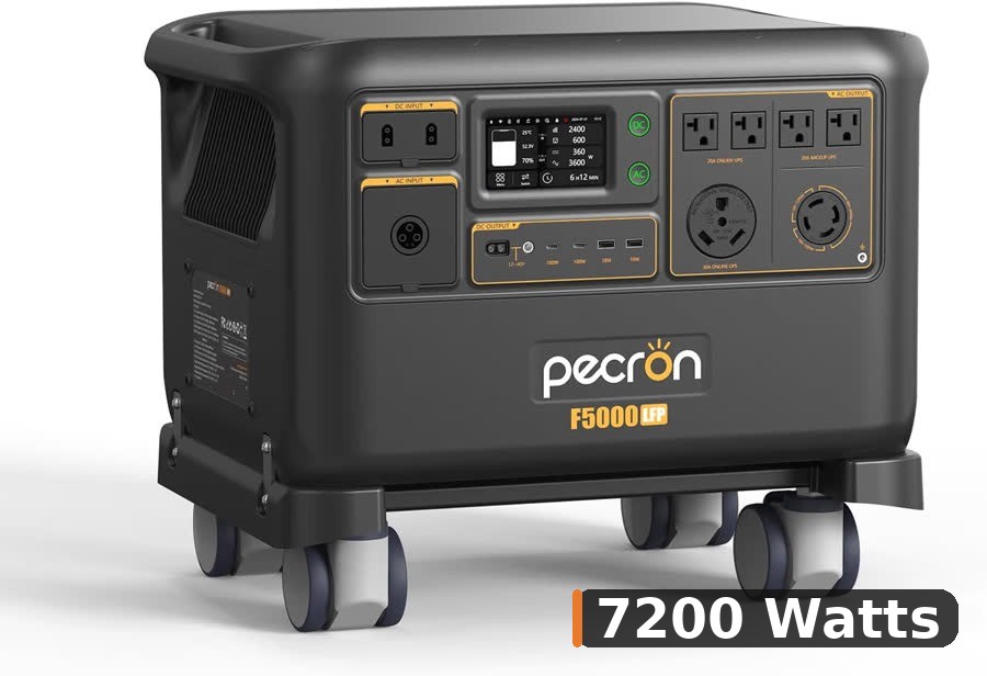 Pecron F5000 LFP portable power station on wheels